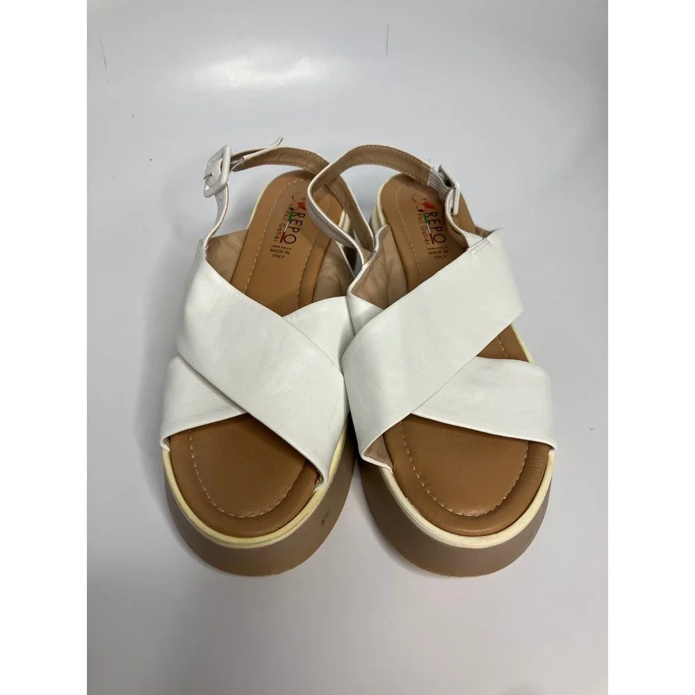 Repo Phil Gatier Platform Sandals Womens 40 White Leather Good Made in Italy